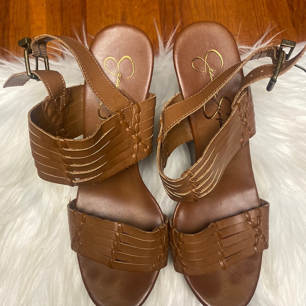 Jessica Simpson brown wedge sandals size 8